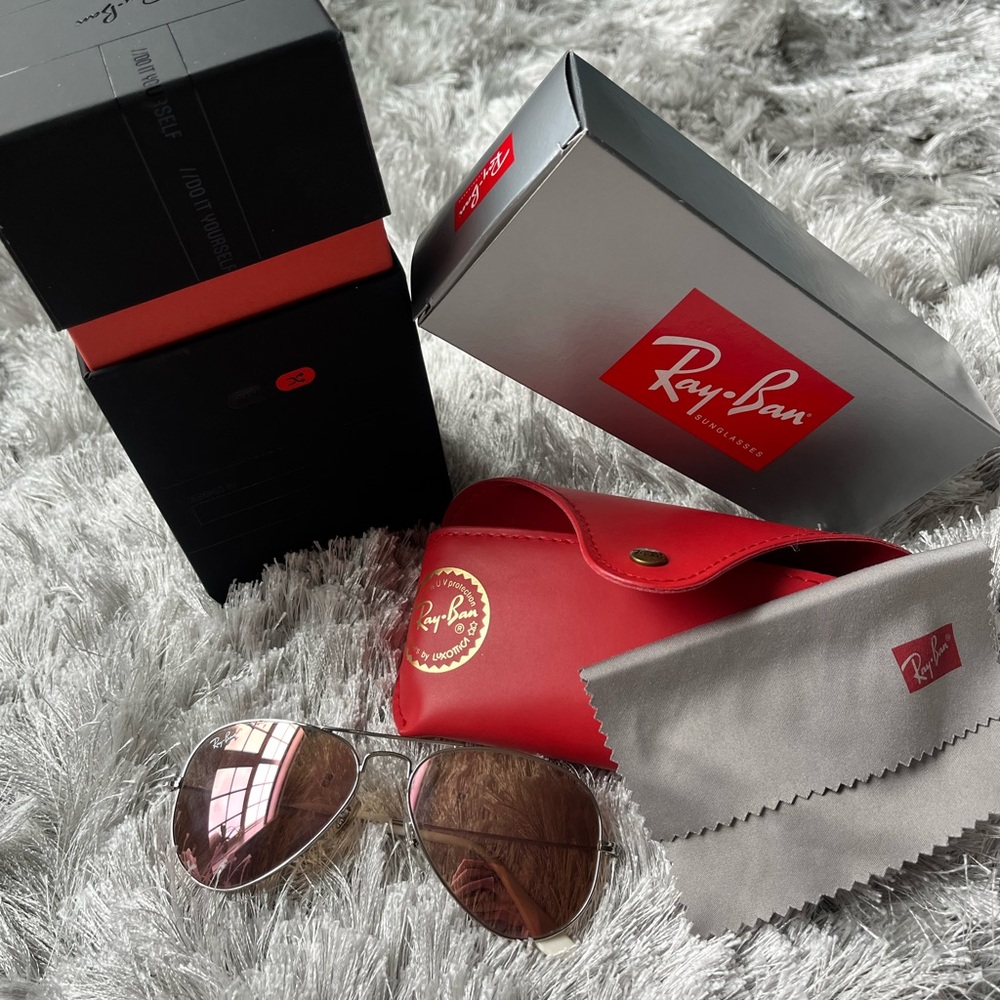 Worn twice! Ray-Ban Aviators Copper Flash Lense 55mm